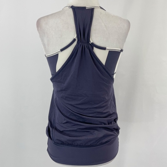 Lululemon No Limits Sports Bra Layer Loose Fit Tank Top Cadet Blue Stripe Size 4 - Picture 11 of 16